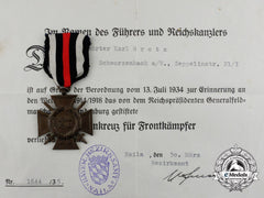 A Prince Alfons Medal & Hindenburg Cross Group To Karl Grotz