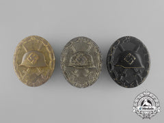 Three Second War German Wound Badges