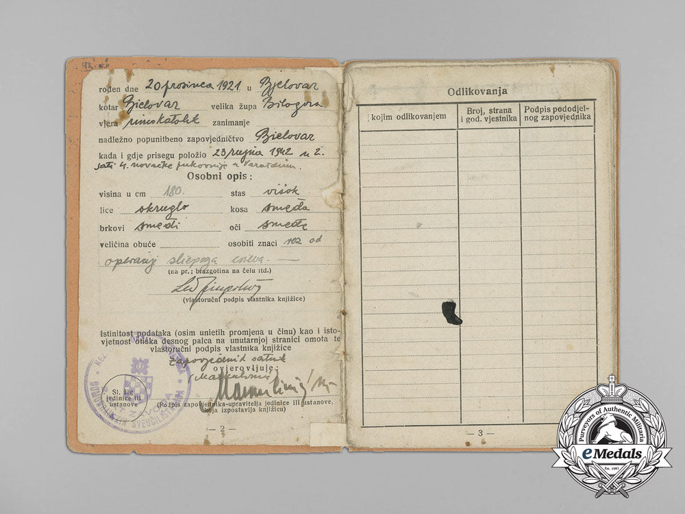 a_second_war_croatian_army_book(_soldbuch);_lieutenant_leon_fingerhut_aa_6729