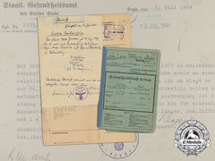 1944 Medical Papers & Documents Wehrmacht Signals Battalion