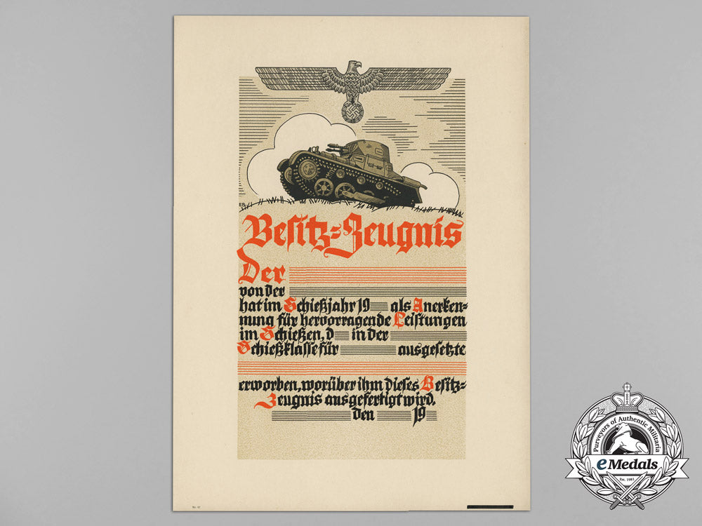 a_large_marksmanship_certificate_for_panzer_units_aa_7112