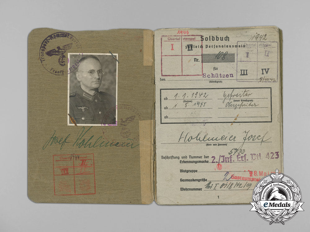 a_soldbuch_to_wehrmacht_heer_infantry_obergefreiter_josef_hohlmeier_aa_7198