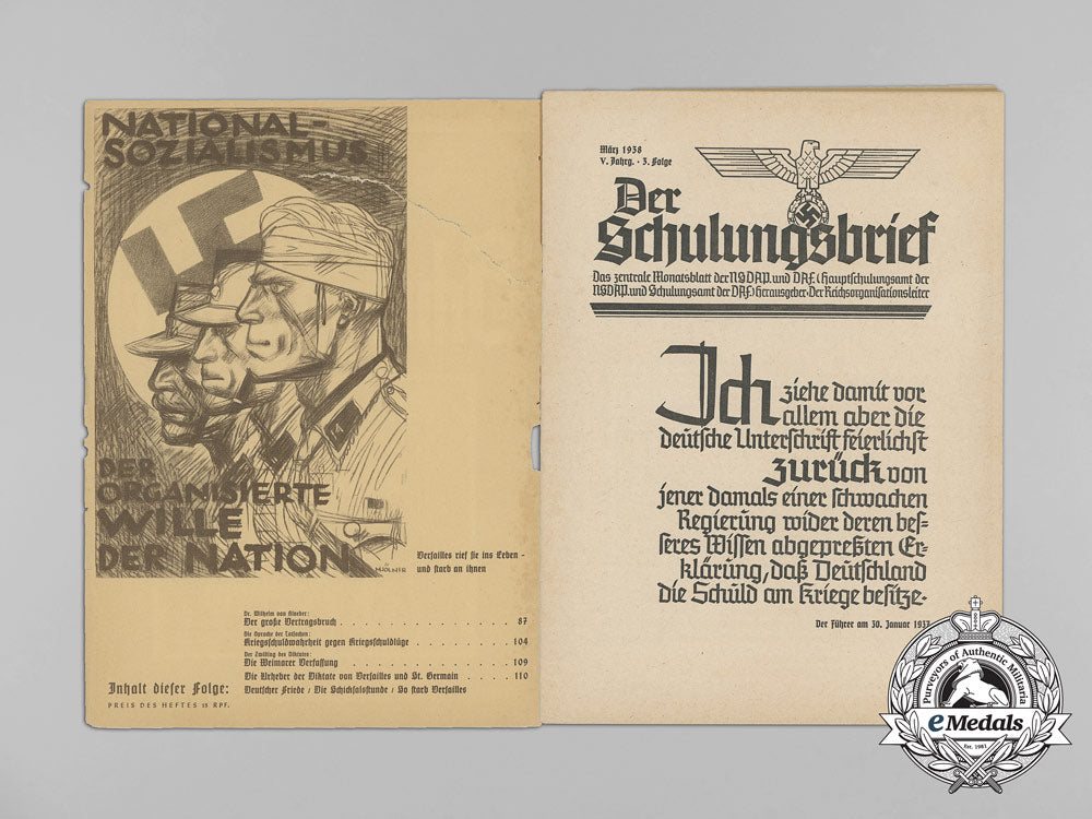 a1938_german_propaganda_magazine_der_schulungsbrief;_never_again_versailles!_aa_7479