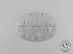 A Second War German Artillery Regiment Identification Tag
