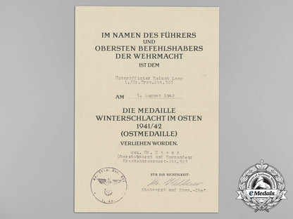 an_eastern_front_medal_certificate_to_ambulance_battalion_nco_helmut_loos_aa_8486
