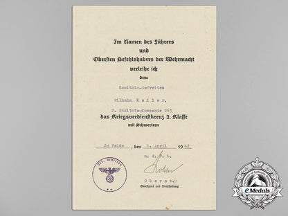 a_war_merit_cross2_nd_class_document_to_medical_lance_corporal_wilhelm_keller_aa_8505