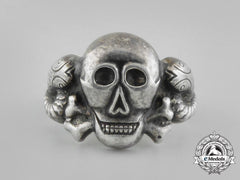 A Third Reich Period German Silver Skull Ring: Marked “835”