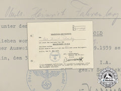 A 1939 Spanish Cross In Gold Preliminary Document To Squadron Leader 4Th Kampfgruppe