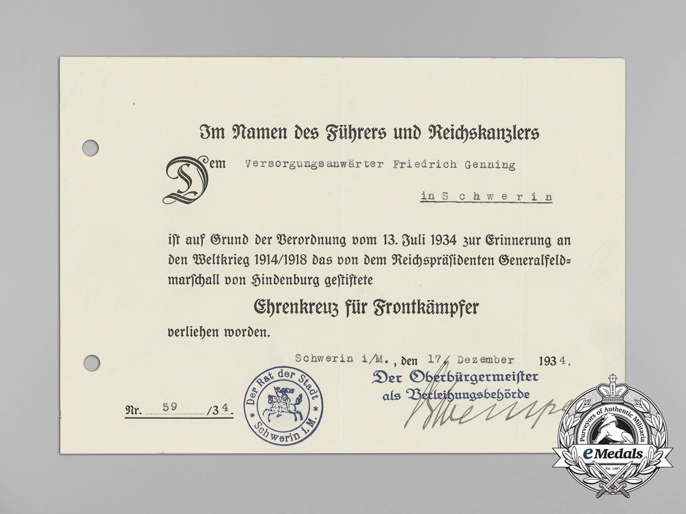 a1934_award_document_for_the_hindenburg_cross_aa_8734