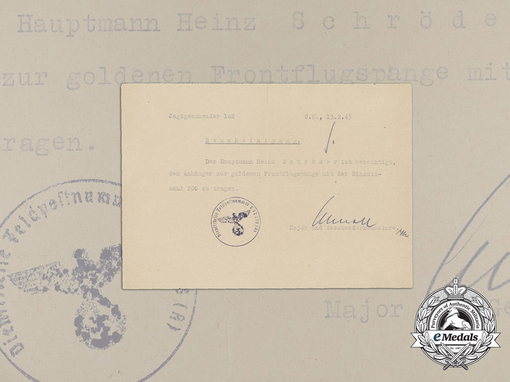germany,_luftwaffe._a_gold_grade_squadron_clasp_with200_hanger_document_to_captain_heinz_schröder_aa_9049_1_1
