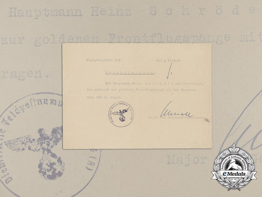 germany,_luftwaffe._a_gold_grade_squadron_clasp_with200_hanger_document_to_captain_heinz_schröder_aa_9049_1_1