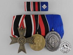 A Parade Mounted Second War German Medal Bar Of Three Medals, Awards, And Decorations