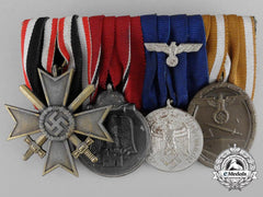 A Parade Mounted Second War German Medal Bar Of Four Medals, Awards, And Decorations