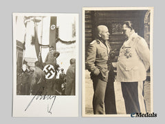 Germany, Luftwaffe. A Signed Photo Of Reichsmarschall Hermann Göring, With Mussolini Postcard