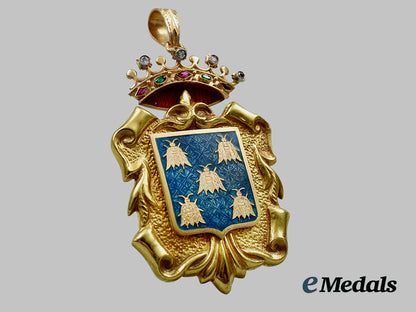 spain,_fascist_state._a_gold_medal_of_the_city_of_béjar1955_and_kingdom_council_lapel_badge_ai1_2754_1