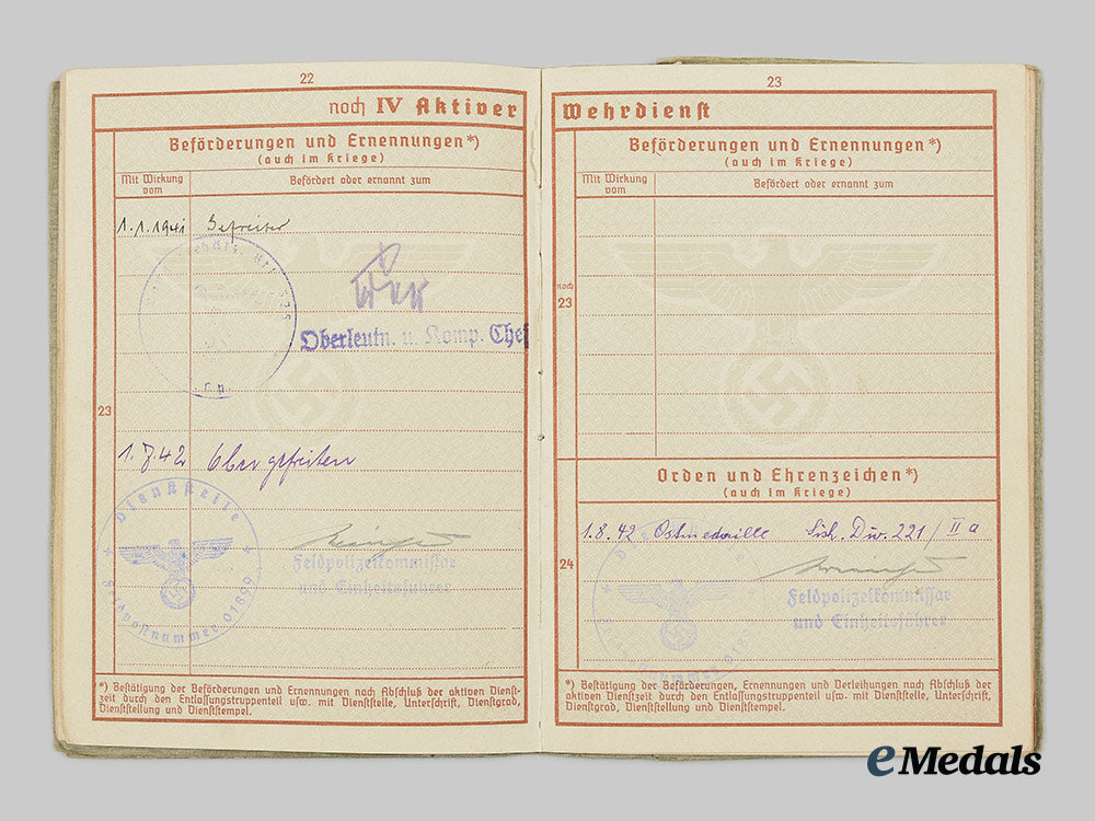 germany,_heer._an_eastern_front_medal_and_wehrpaß_to_obergefreiter_walter_scheerer_ai1_3448