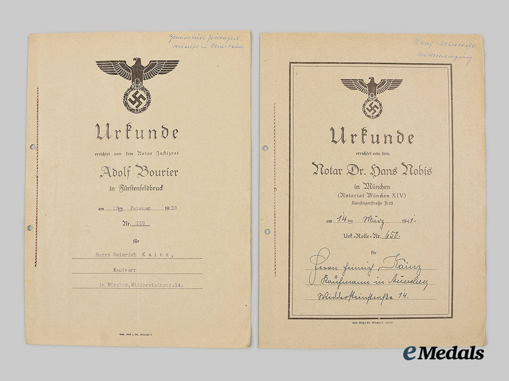 germany,_third_reich._a_mixed_lot_of_paperwork_to_heinrich_and_gustav_kainz,_deschler&_sohn_managers_ai1_3464_1_1_1