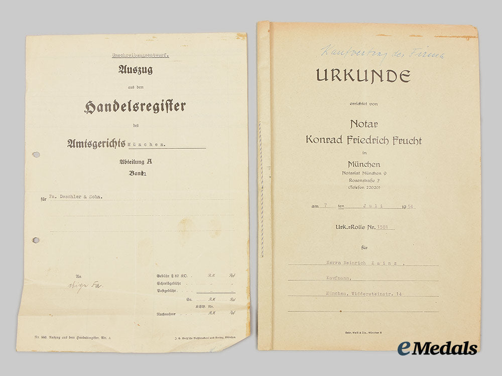 germany,_third_reich._a_mixed_lot_of_paperwork_to_heinrich_and_gustav_kainz,_deschler&_sohn_managers_ai1_3467_1_1_1