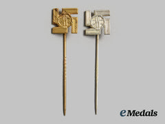 Germany, Ss. A Rare Set Of Long Service Award Stick Pin Miniatures