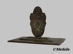 Germany, Wehrmacht. A Unit-Attributed Demjansk Shield Desk Ornament