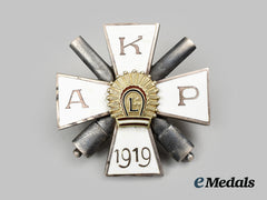Latvia, Republic. A Kurzemes Artilērijas Pulks (Kurzeme Artillery Regiment) Badge, H.w.slasenapf, C.1919