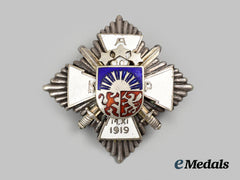 Latvia, Republic. A Silver 10Th Aizpute Kājnieku Pulks (Aizpute Infantry Regiment) Badge, By H.bank Riga