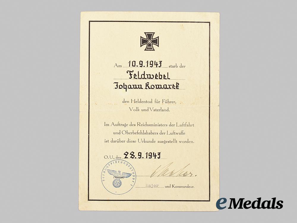 germany,_luftwaffe._a1943_hero’s_death_certificate_to_feldwebel_johann_komarek,_eastern_front_kia_ai1_6273_1