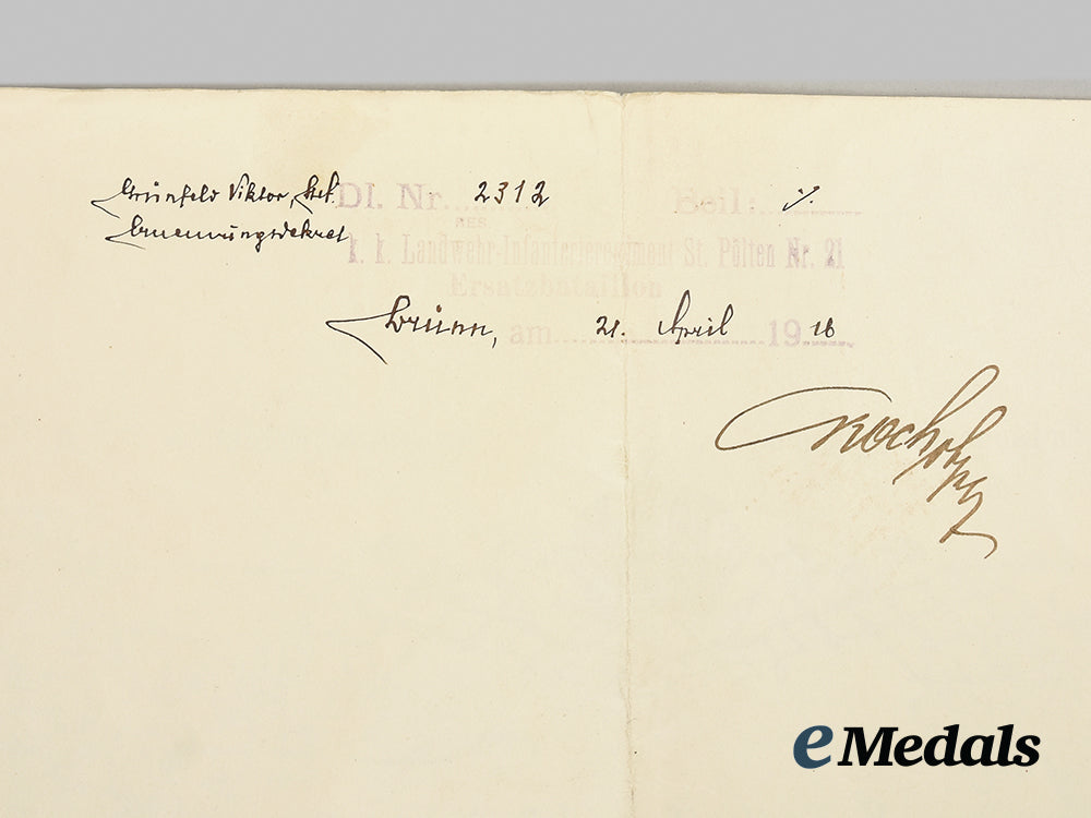 austria-_hungary,_empire._a1915_promotion_document_to_dr._viktor_grünfeld_ai1_6311