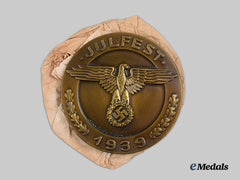 Germany, Ss. A Mint 1939 Yule Festival Table Medal To Oberabschnitt Ost, By Deschler & Sohn