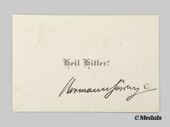 Germany, Luftwaffe. A Calling Card Signed By Reichsmarschall Hermann Göring