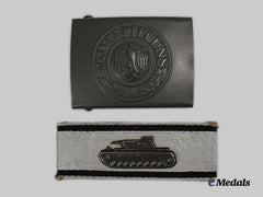 Germany, Heer. A Tank Destruction Badge, Silver Grade, With Em/Nco Belt Buckle