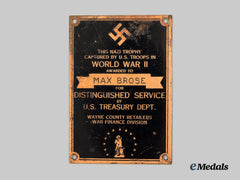 Germany, Third Reich. An Unusual Us Serviceman Second World War Trophy Plaque