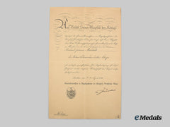 Prussia, Kingdom. An Award Document For An Order Of The Red Eagle, Iii Class, To Richard Johann Meschede