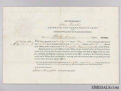 An 1817 Massachusetts Militia Commission Document To Brigade Major Lewis