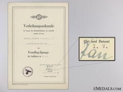Award Document For Reconnaissance Clasp In Gold; 110 Missions