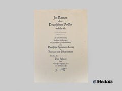 Germany, Kriegsmarine. An Award Document for a Spain Cross in Bronze with Swords, to Matrosenobergefreiter Johann Breu