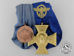 A Prussian & Police Long Service Medal Bar