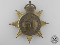 A 31St Grey Regiment Canadian Militia Helmet Plate C. 1908