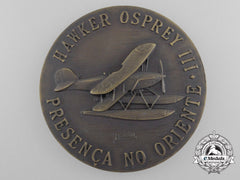 Portugal, Kingdom. A Macau Naval Aviation Centre Hawker Osprey Iii Medal 1938-1942