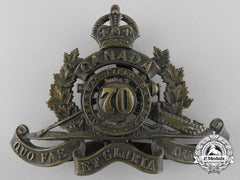 A First War Canadian 70Th Overseas Field Battery Cap Badge