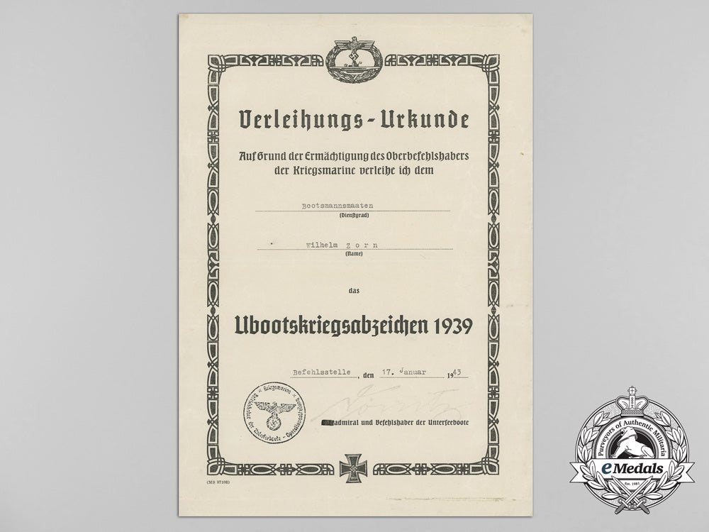 a_kriegsmarine_document_grouping_to_bootsmannsmaaten_wilhelm_zorn_b_1639