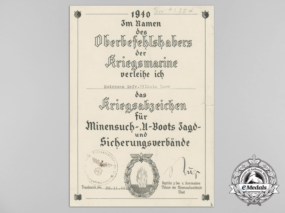 a_kriegsmarine_document_grouping_to_bootsmannsmaaten_wilhelm_zorn_b_1643