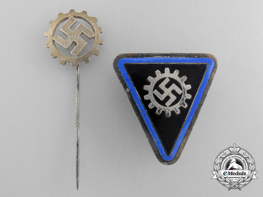 two_german_labour_front(_daf)_badges_b_1663