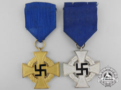 Two German Faithful Service Crosses
