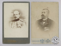 Two Large First War Period Cabinet Photos Of Serbian Officers