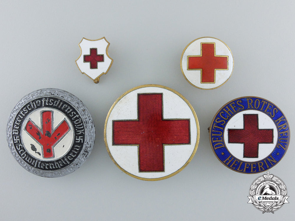 five_german_second_war_period_red_cross_badges_b_457