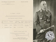 An Preliminary Award List Signed By Field Marshal Rommel 1942