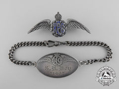 A Royal Flying Corps (Rfc) Identification Bracelet And Sweetheart Wings