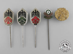 Five German Shooting Badges & Stickpins