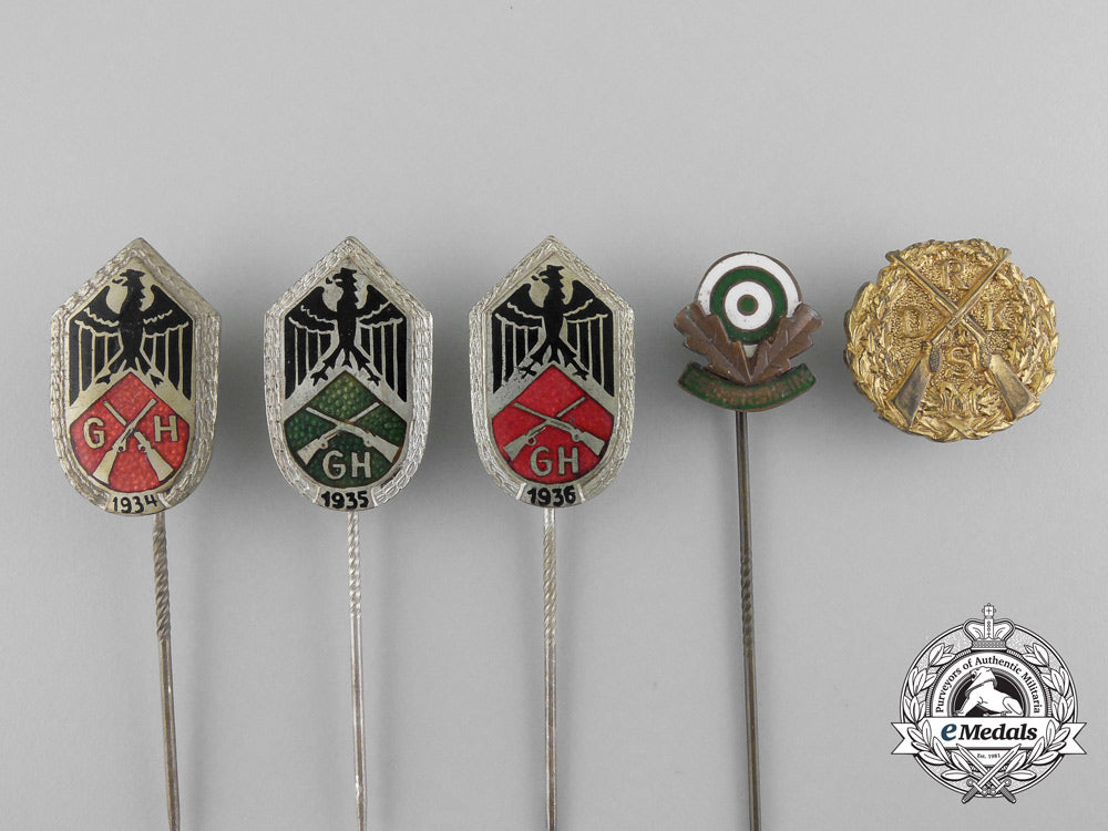 five_german_shooting_badges&_stickpins_b_5570